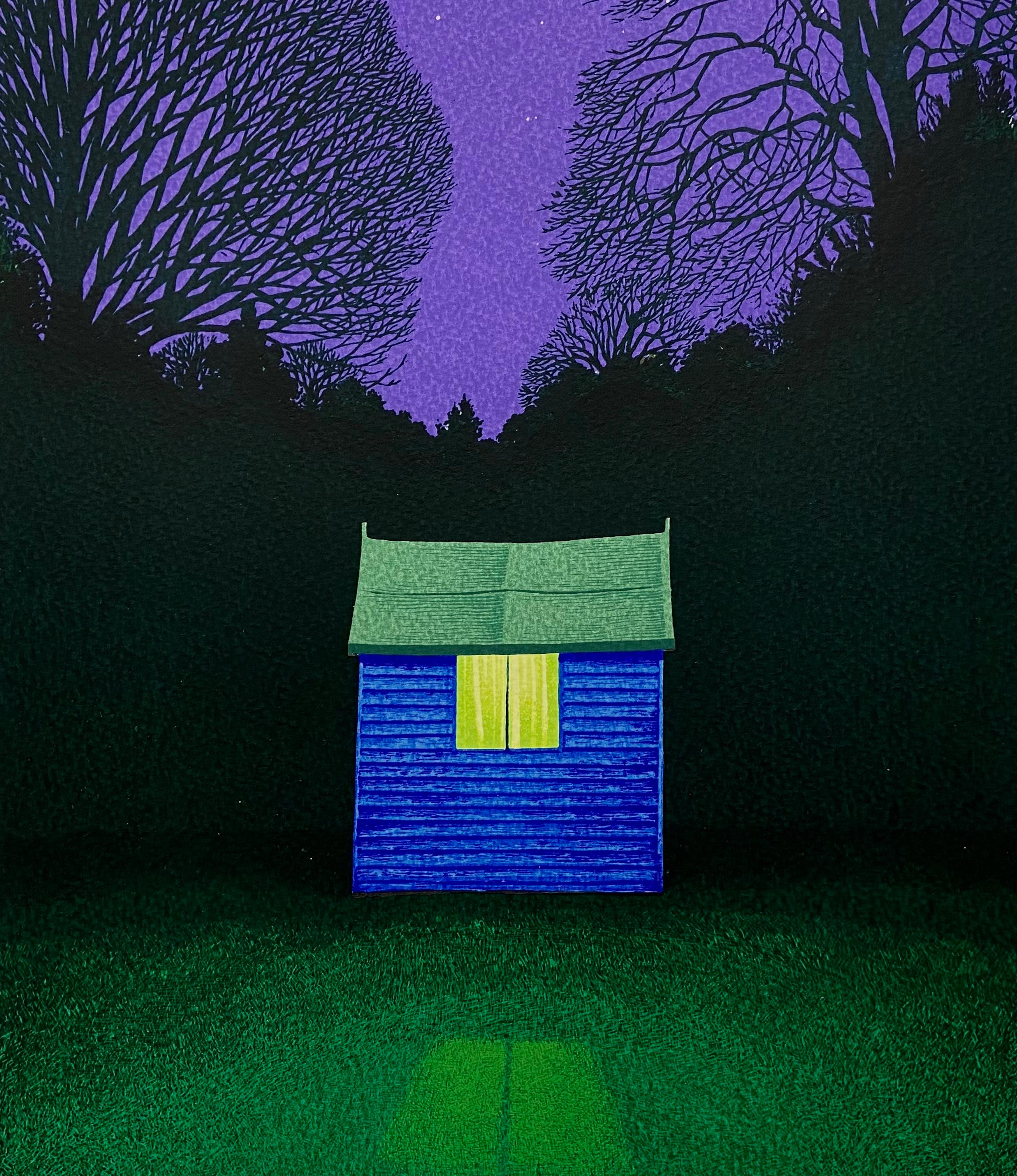 Martin Grover, Blue Shed, Screen print, Edition of 25, 38cm x 56cm.