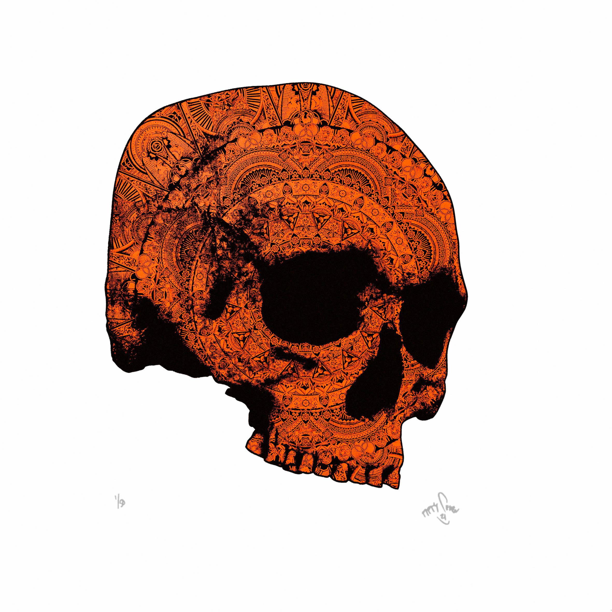 Neon orange skull