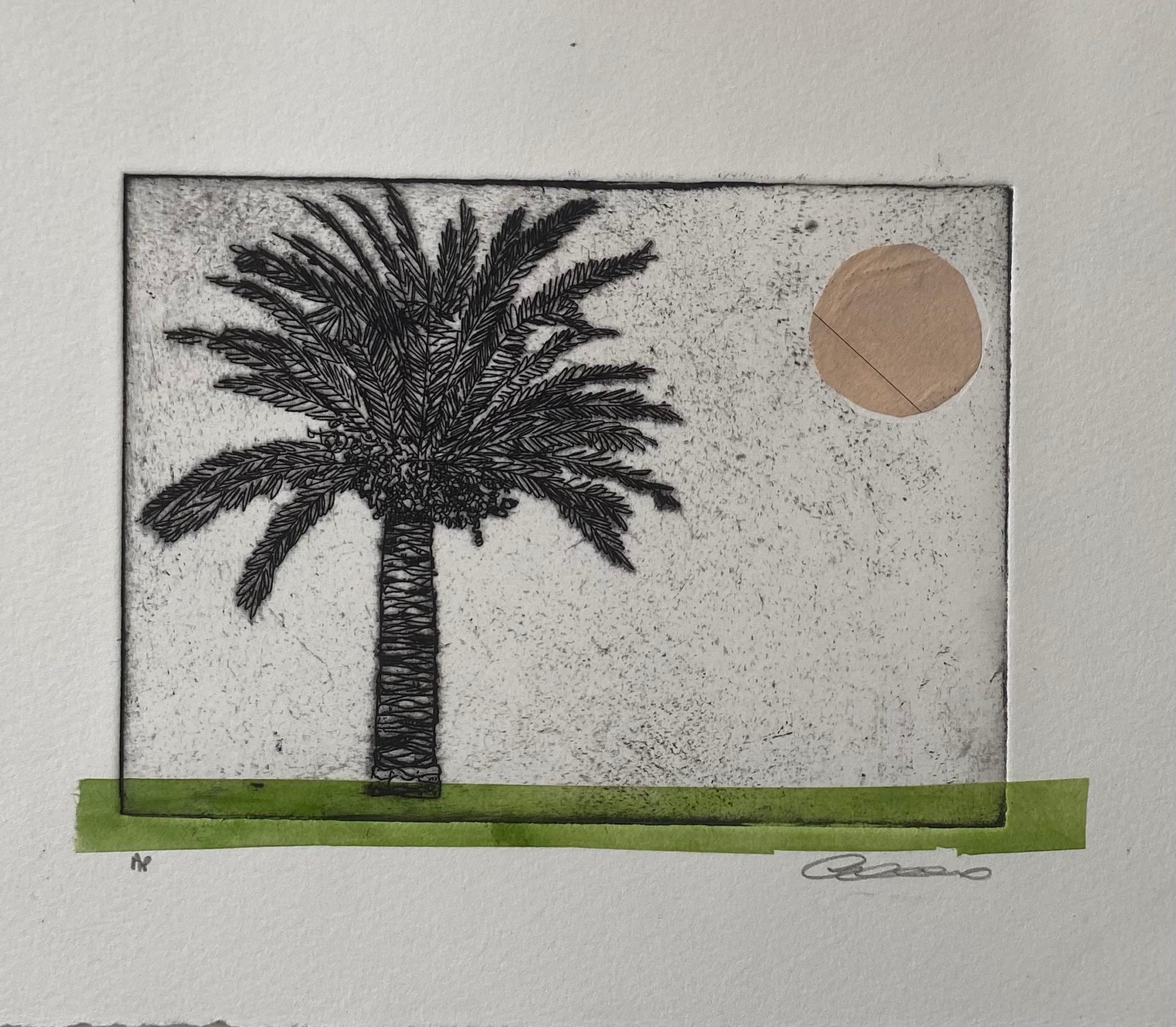 Palm Tree, green Stripe, pink Triangle