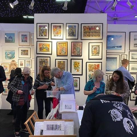 Busy stand at the Affordable Art Fair