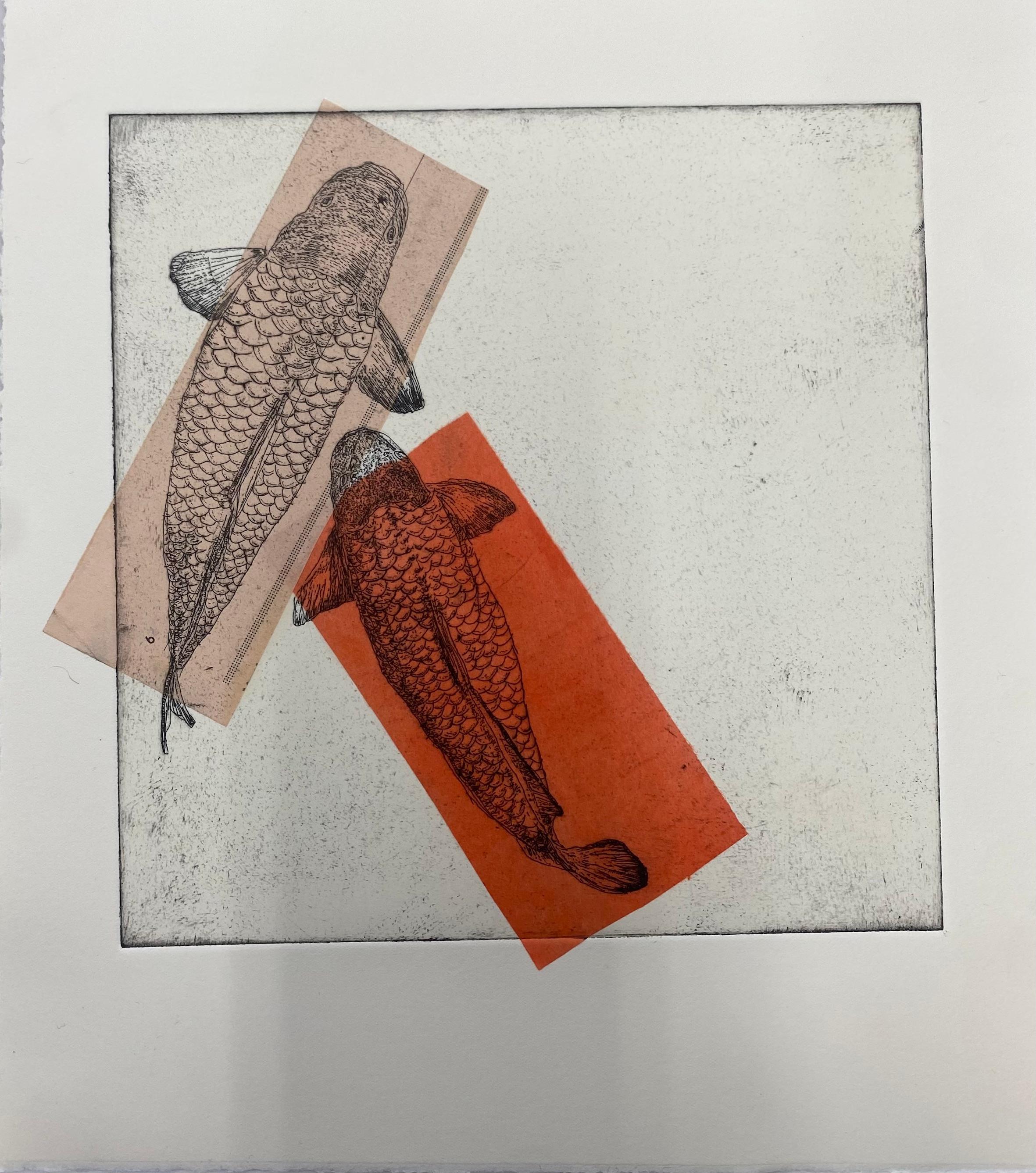 Two Koi, One Pink One Orange