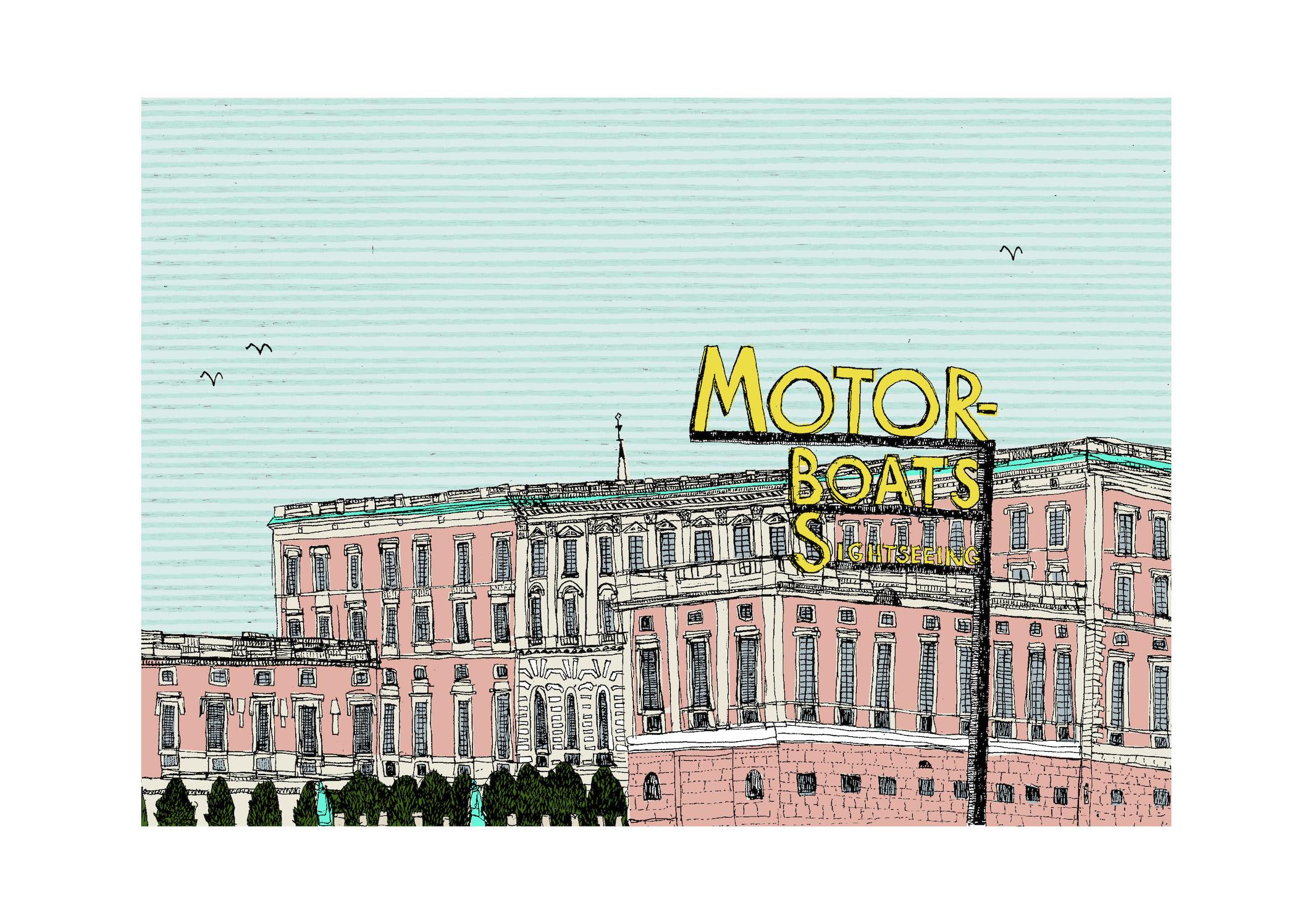 Motor boat sightseeing palace