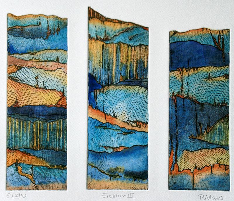 North London Printmakers Peg Morris Erosion III etching with watercolour £295